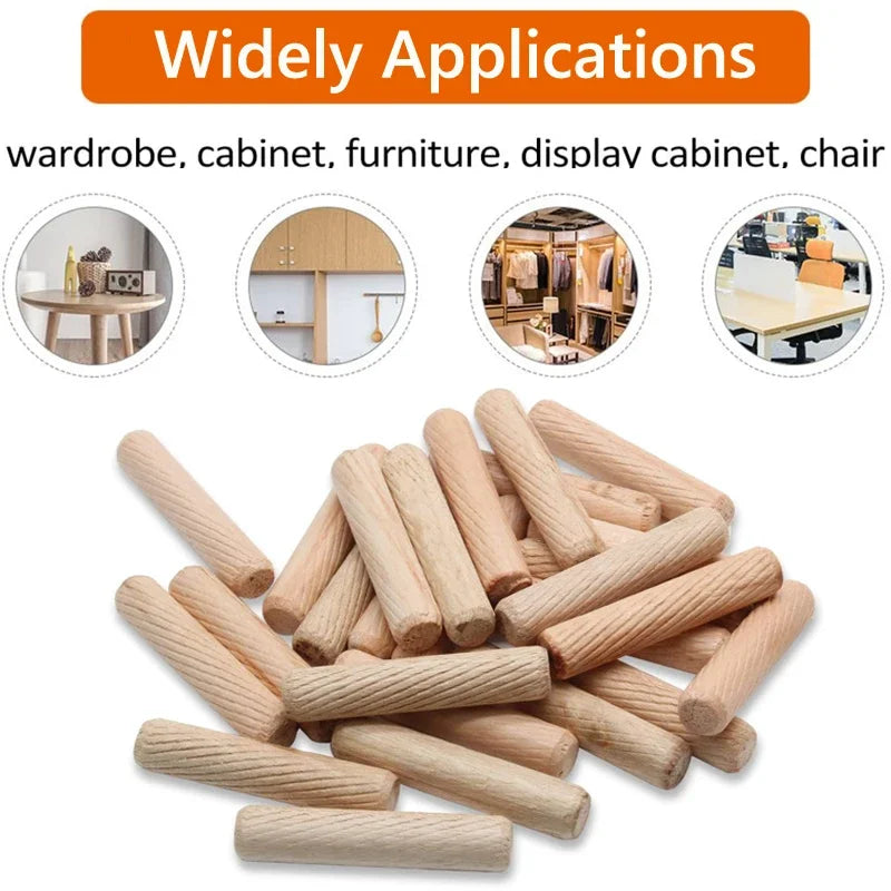 50pcs Dia0.4-1mm Woodworking Dowel Craft Dowel Pins Rods Set Furniture Fitting Dowel Pin Wooden Cabinet Drawer Round Fluted Wood