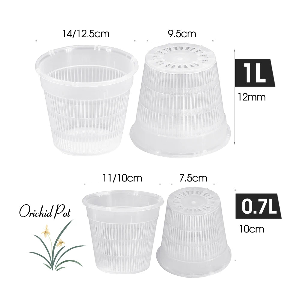5/10PCS Clear Plastic Orchid Pots with Holes Breathable Slotted Planter for Home Decoration Garden Flower Basket Indoor Outdoor