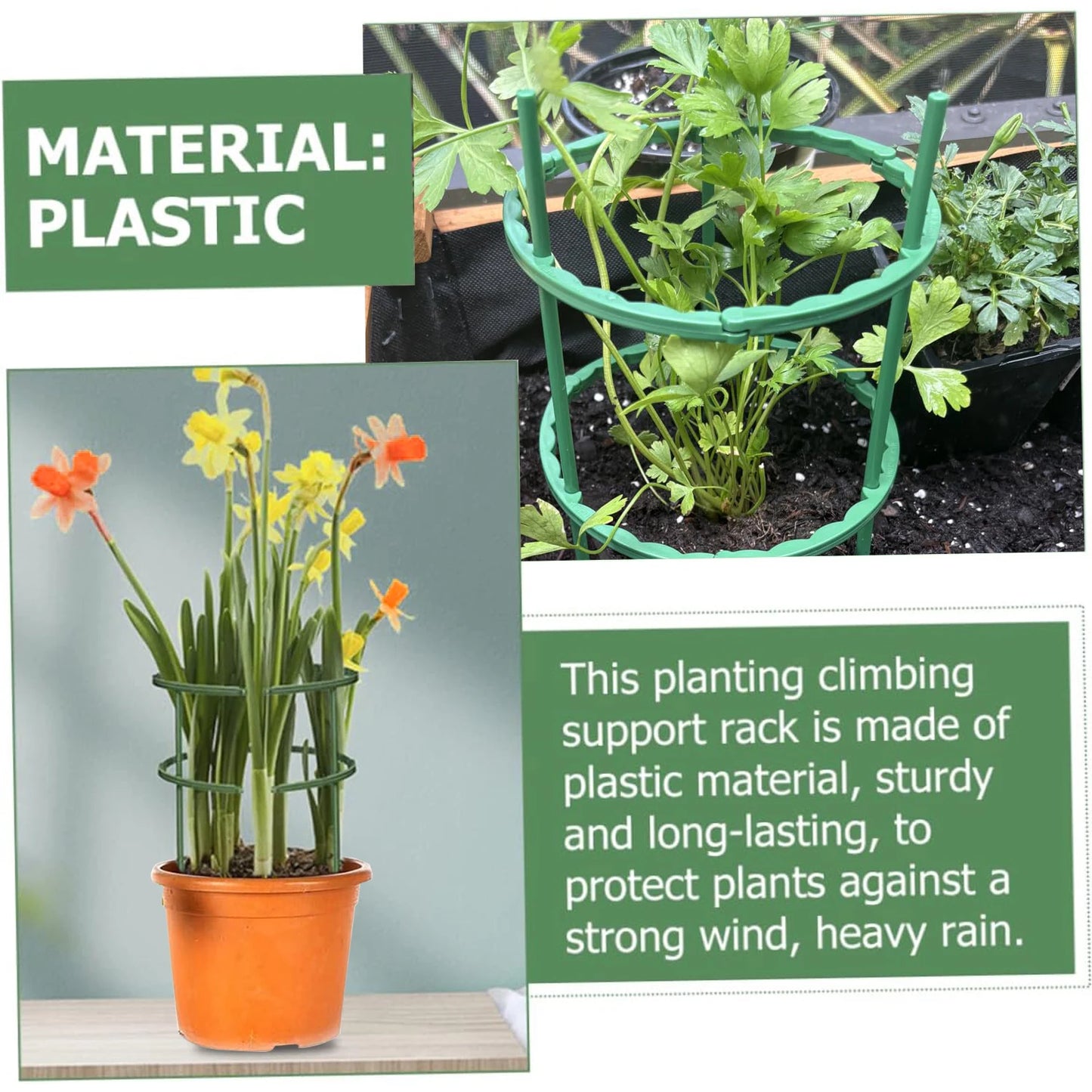 4/8PCS Plant support pile, semi-circular plant support ring, plastic plant cage, flowerpot, climbing grid frame