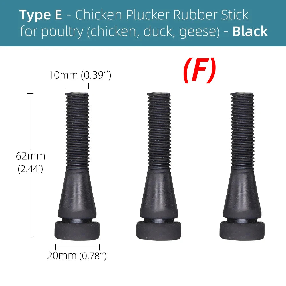 20PCS 5-Type Chicken Plucker Heavy Duty Fingers Poultry Duck Plucking Hair Removal Stick Natual Rubber Replacement for Geese