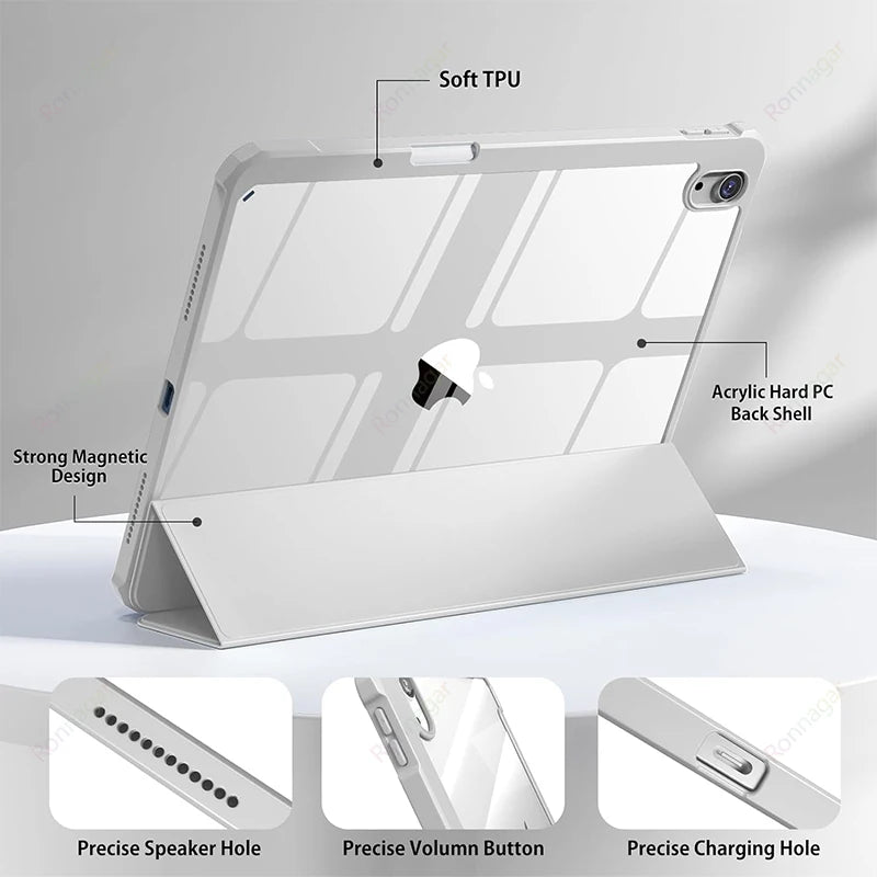 For iPad 10th Generation Case A16 2025 iPad Air5 Air4 10.9 Air 11 M2 M3 2024 Pro11 M4 M2 7 8 9 10.2 10.5 Case With Pencil holder