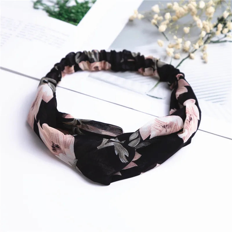 Fashion Women Girls Summer Bohemian Hair Bands Print Headbands Vintage Cross Turban Bandage Bandanas HairBands Hair Accessories