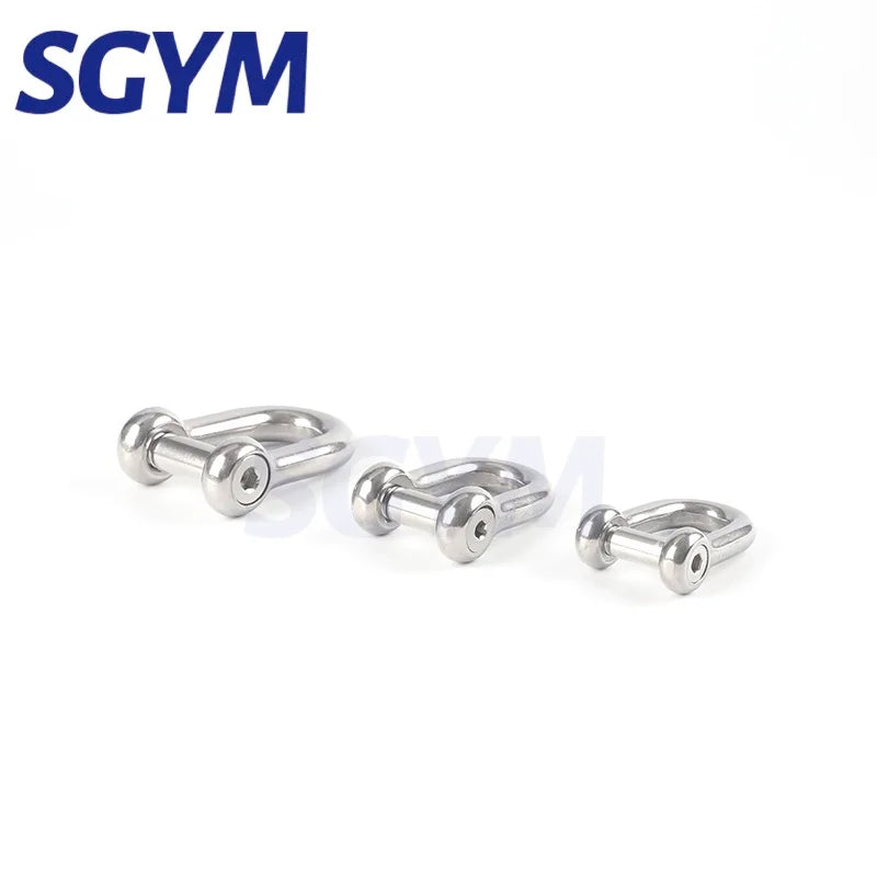 1/5pcs 5/6/8/10mm Straight Dee Shackles Short 304 Stainless Steel  Breaking Hexagonal Socket Screw D Shackle Hooks boat rigging
