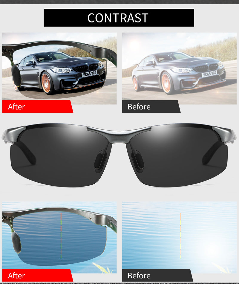VEITHDIA Sunglasses Aluminum Men Polarized UV400 Lens Rectangle Rimless Driving Fishing Sun Glasses Sports Eyewear For Male 6535 - KiwisLove