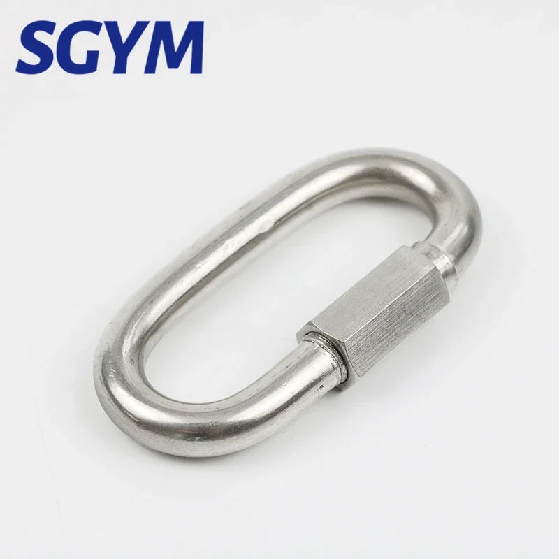 304 Stainless Steel Screw Lock Climbing Gear Carabiner Quick Links Safety Snap Hook Chain Connecting Ring Carabiner Chain Buckle
