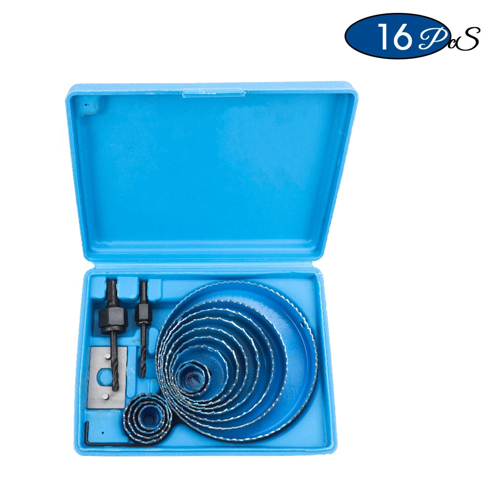 NINDEJIN 8/11/16pcs Hole Saw Kit #50 steel 19-127mm Hole Cutter Drill Bit Tool Hole Saw Set for Wood Plastic Wood Cutter - KiwisLove