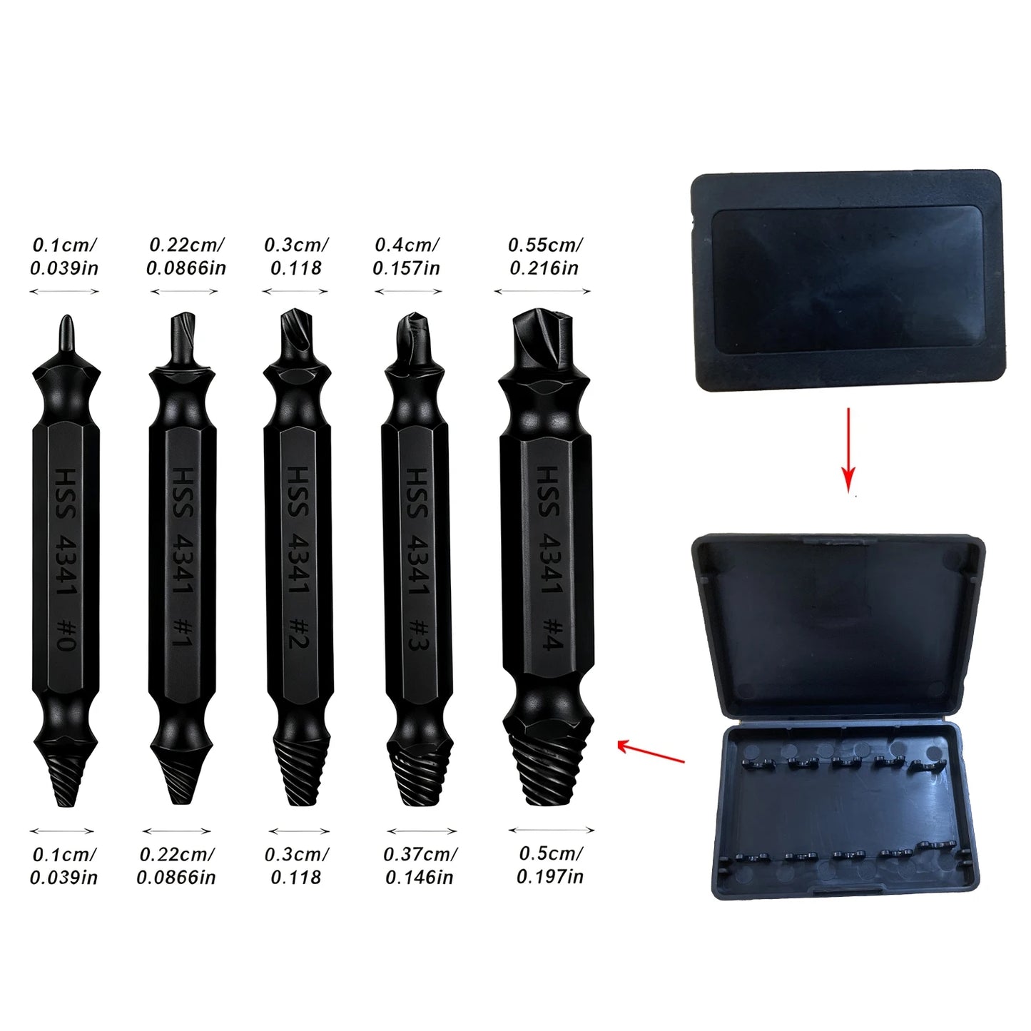 5pcs/set Extractor Double Head Screw Slide Tooth Removal Tool Screwdriver Head Broken Wire Set Damaged Screw Extractor Set