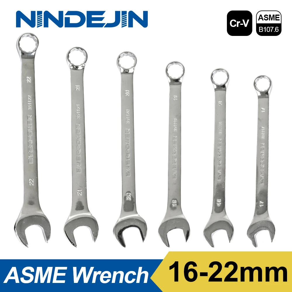 NINDEJIN open end wrench tool 16 17 18 19 20 21 22mm combination wrench hex spanner wrench for hex nuts - KiwisLove