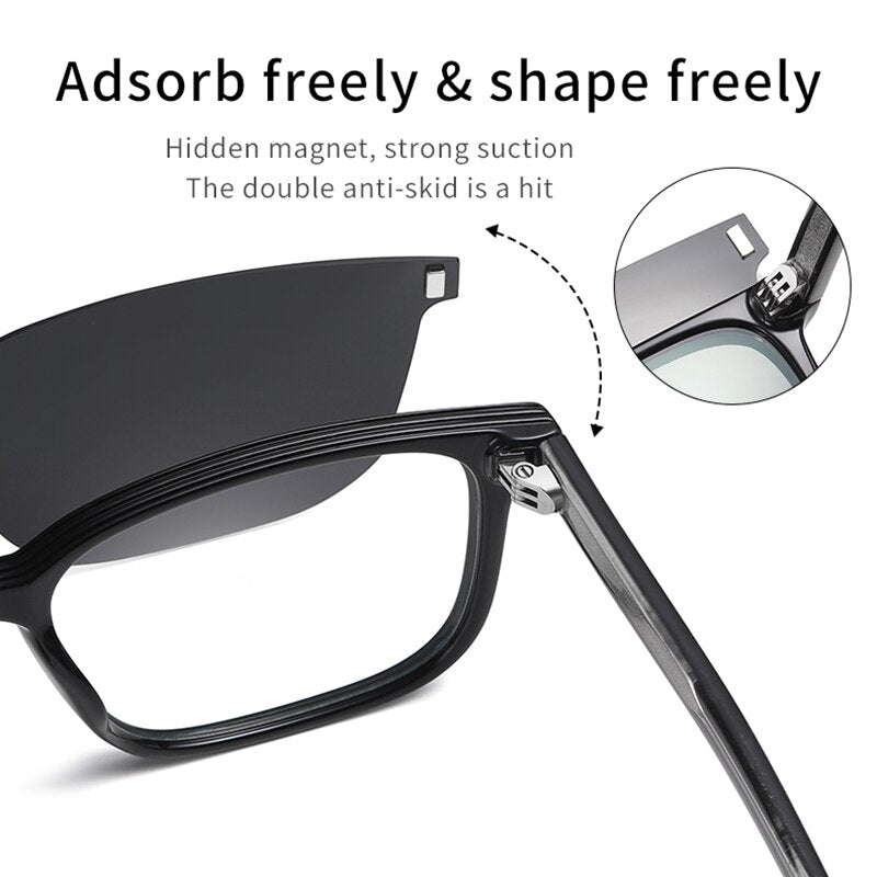 Anti-Blue Light Lens One Glasses Two Usage Computer Eyeglasses Fashion Polarized Protection Magnetic Suction Set Of Sunglasses - KiwisLove