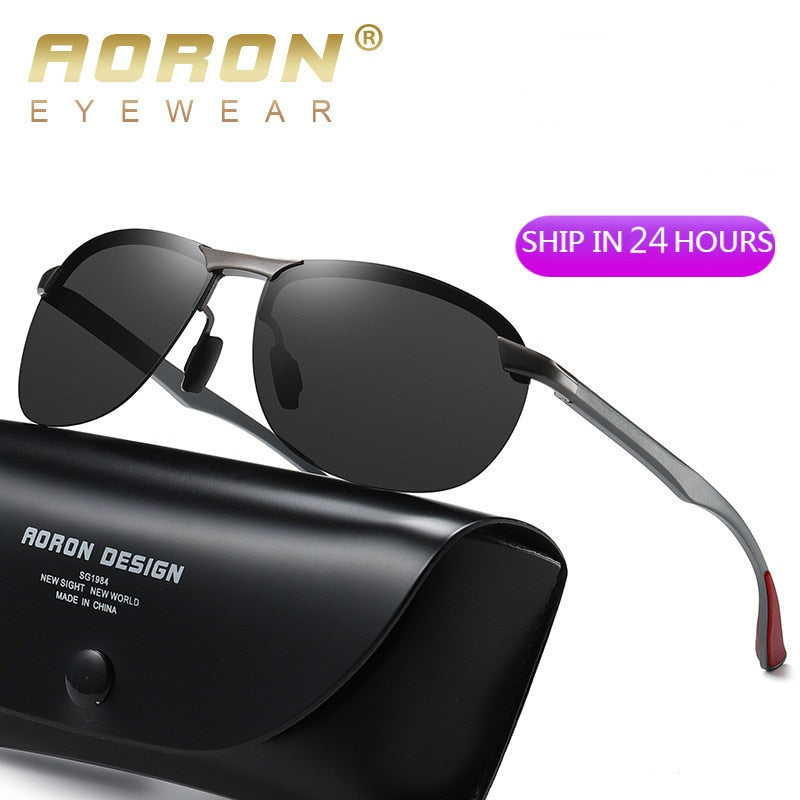 AORON New Aluminum Frame Sunglasses Men's Polarized Sun Glasses Driver Driving Sunglasses UV400 - KiwisLove
