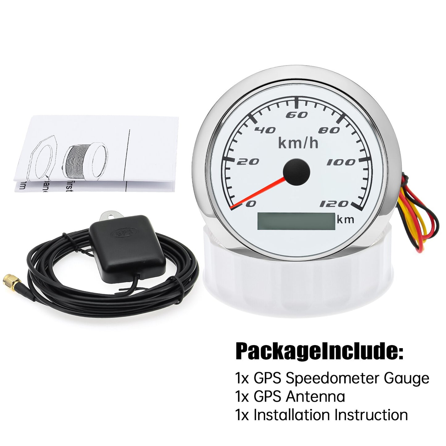 HD 12V 24V 85mm GPS Speedometer Gauge with GPS Antenna 120kmh 60kmh 30kmh 7 Color Backlight Speed Odometer Meter for Car Boat - KiwisLove