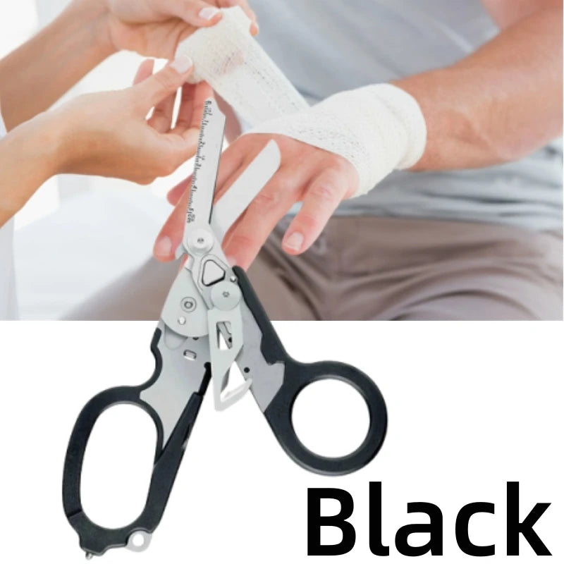 Multifunction XIAOTREE First Aid Tactical Folding Scissors Outdoor Survival Tool Combination Tactical Scissors Stainless steel