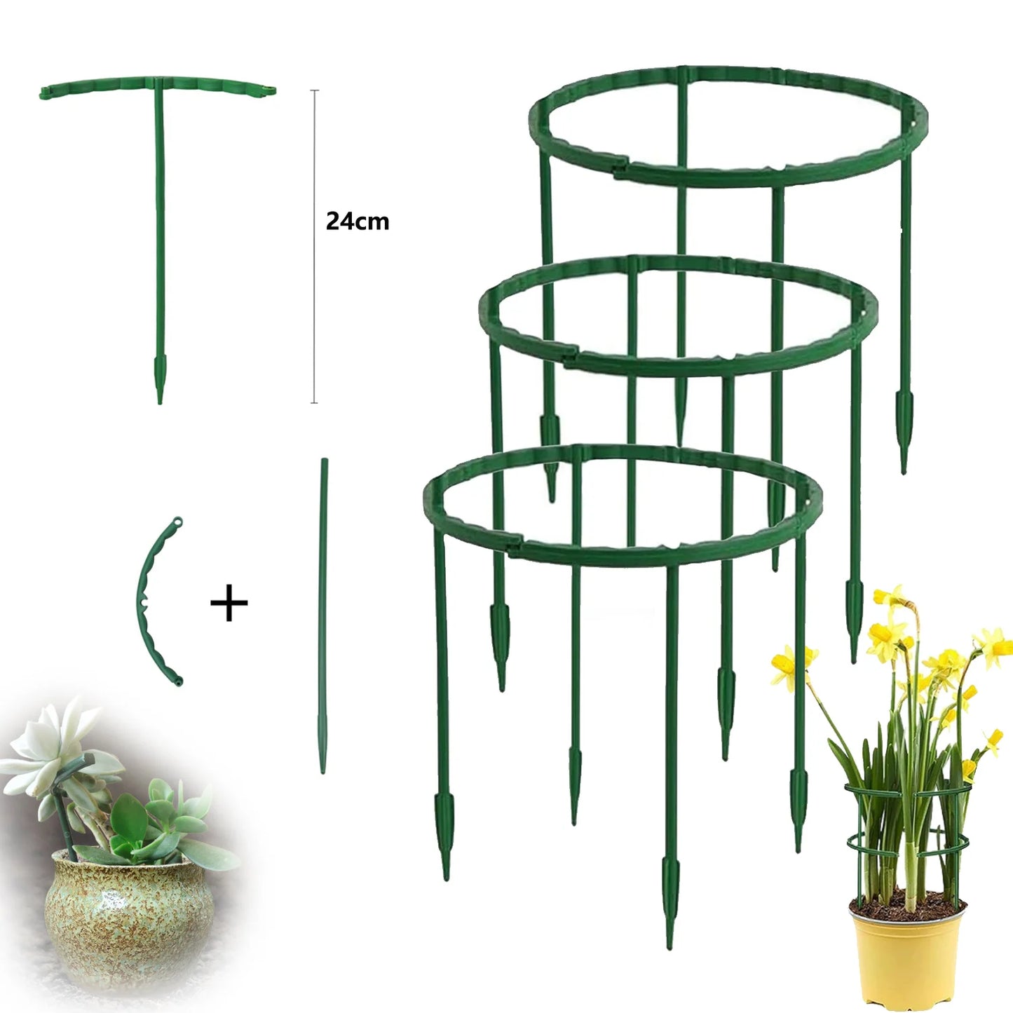 4/8PCS Plant support pile, semi-circular plant support ring, plastic plant cage, flowerpot, climbing grid frame