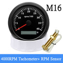 85MM Diesel Engine Tachometer Sensor RPM Gauge REV Counter 4000RPM 8000RPM with Digital Hourmeter 7 Color Backlight Optional - KiwisLove
