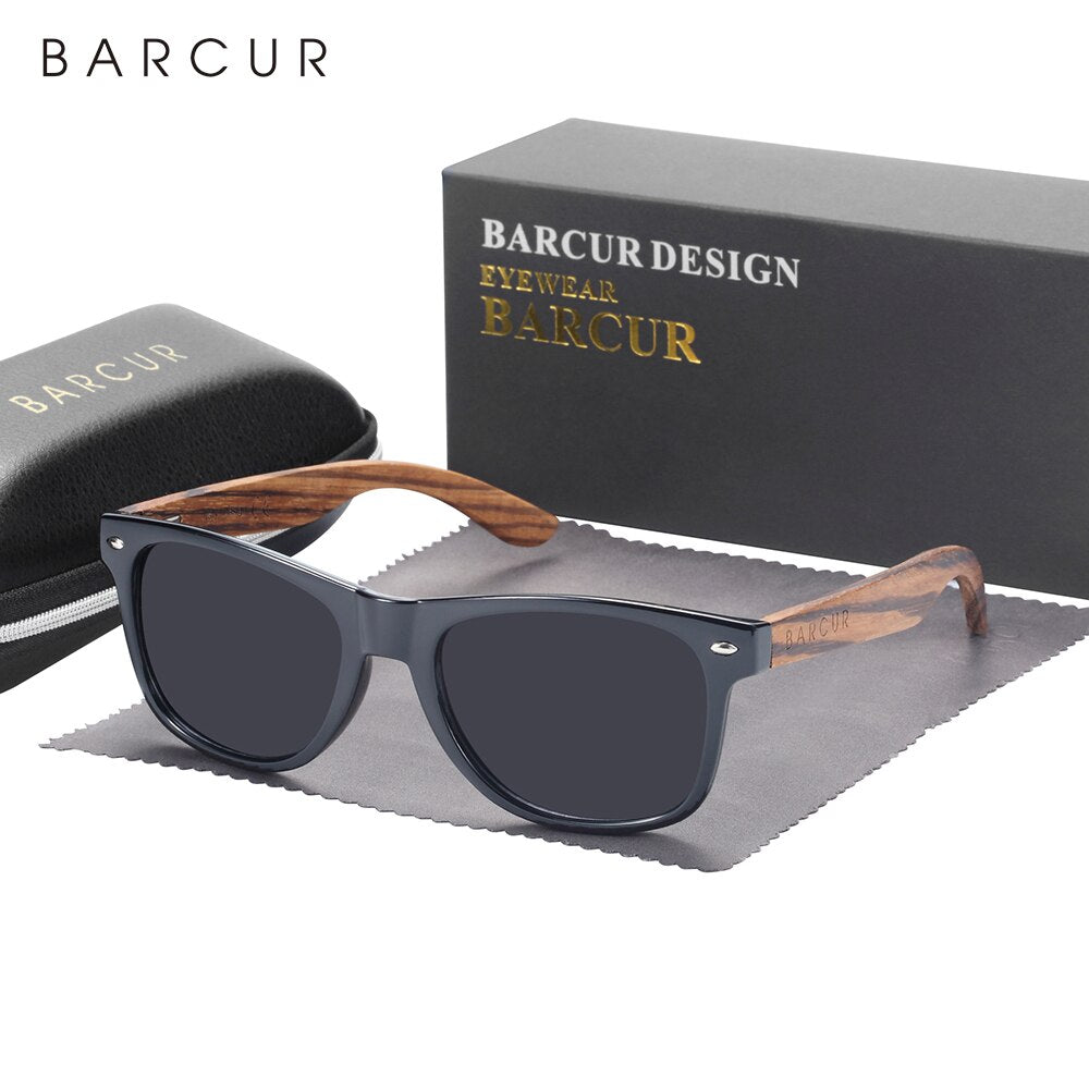 BARCUR Business Sunglasses Polarized Men Light Weight Natural Wooden Sun Glasses Men Women Eyewear Square Classic Comfortable - KiwisLove