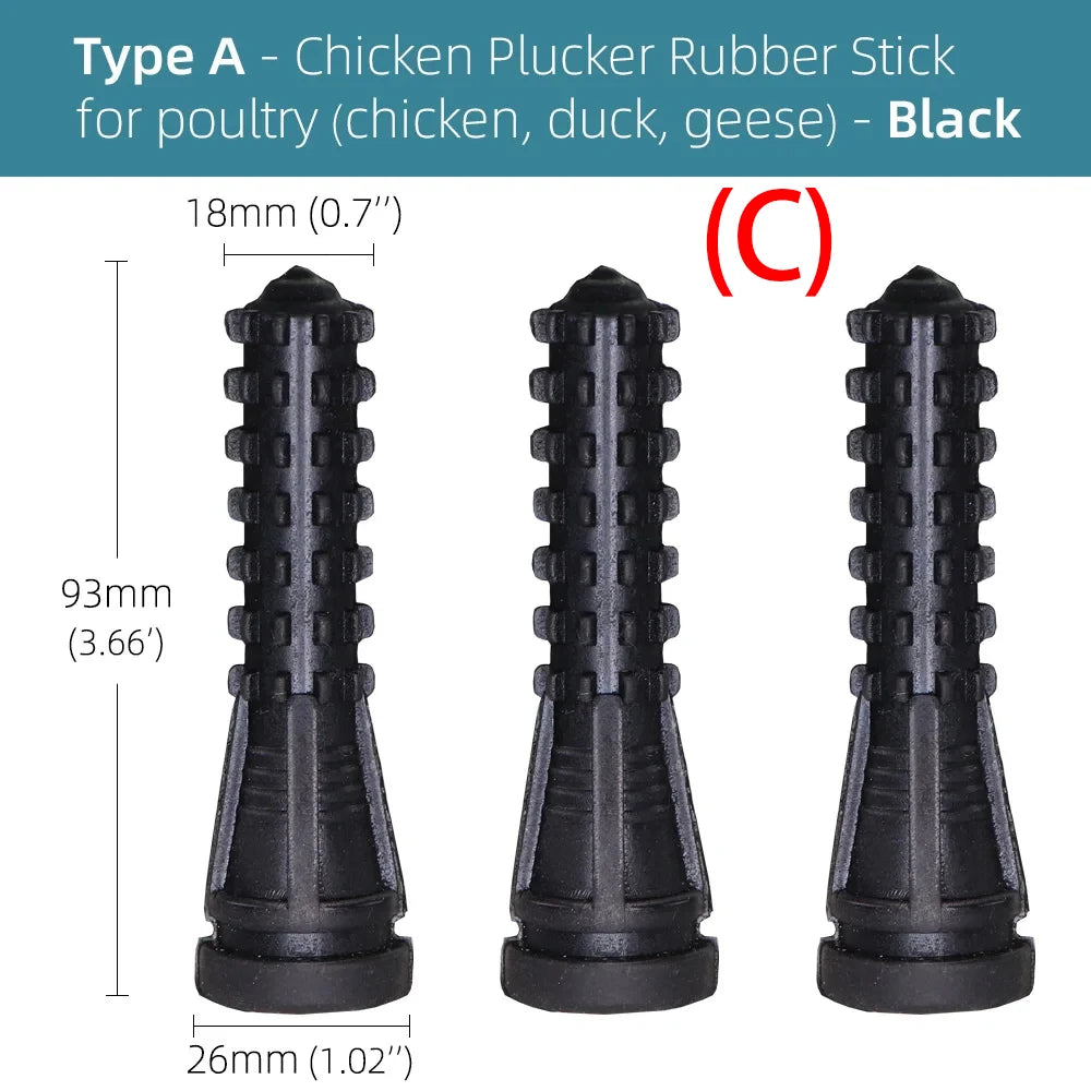 20PCS 5-Type Chicken Plucker Heavy Duty Fingers Poultry Duck Plucking Hair Removal Stick Natual Rubber Replacement for Geese