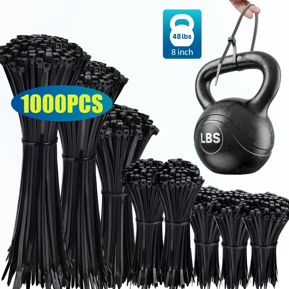 100-1000pcs Nylon Cable Zip Ties Adjustable Self-locking Cord Ties Durable Plastic Cable Ties Binding Wrap Straps for Office - KiwisLove