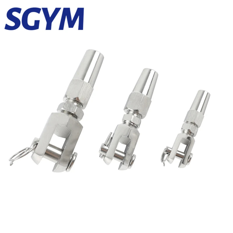 4PCS  3/4/5mm Wire Rope 316 Stainless Steel Swageless Fork/Jaw Terminal Cable DIY Fitting Quick Installation Marine Grade