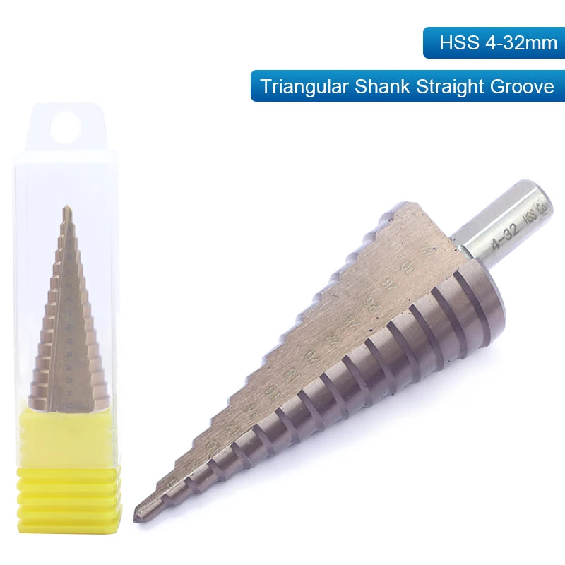 NINDEJIN M35 Cobalt Step Drill Bit 4-32mm Triangular Hex HSS Step Drill Bit for Stainless Steel Hole Drill Metal Aluminum Wood - KiwisLove
