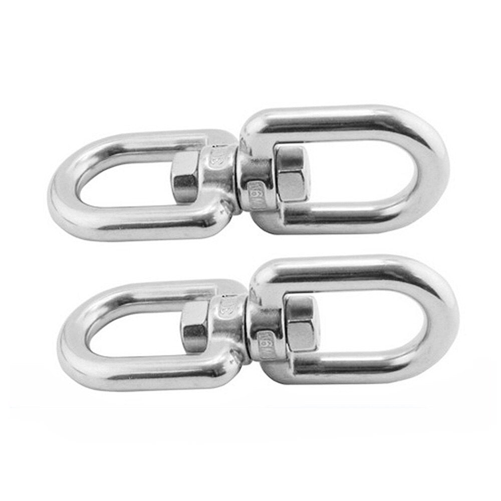 2Pc Double Ended Swivel Eye Hook 304 Stainless Steel Rotation Buckle Swivel Shackle Ring Outdoor Rock Climbing Hiking Carabiner - KiwisLove