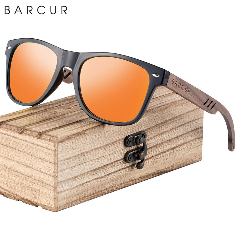 BARCUR Natural Woode Sunglasses for Men Polarized ECO-Friend Sun Glasses Man Eyeglasses UVA&B Protection Light Weight Sun Shades - KiwisLove