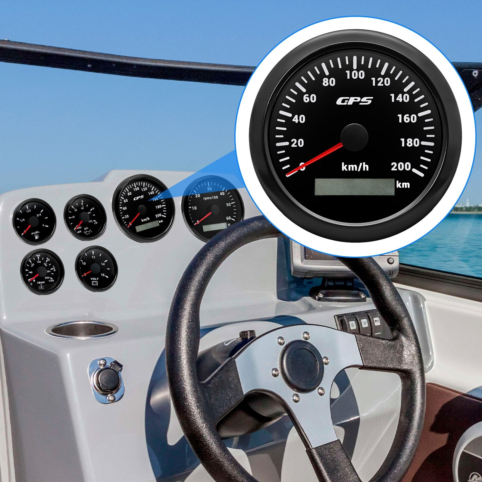 60/120/200KMH 85MM GPS Speedometer Gauge 7 Color Light with GPS Antenna Waterproof Motorcycle Boat Car Truck Speed Gauge Meter - KiwisLove