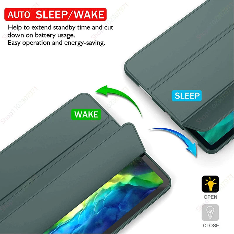 With Pencil Holder Case for iPad Air11 inch 2025 2024 A16 11th 10th 9th 8th 7th 10.2 inch Air5 4 10.9 Pro11 M4 Auto Sleep Wake