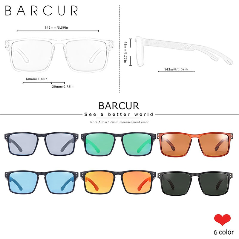 BARCUR Original Design Wooden Sunglasses Polarized Luxury Brand Square Sun Glasses Fashion Light Weight Eyewear Accessory - KiwisLove
