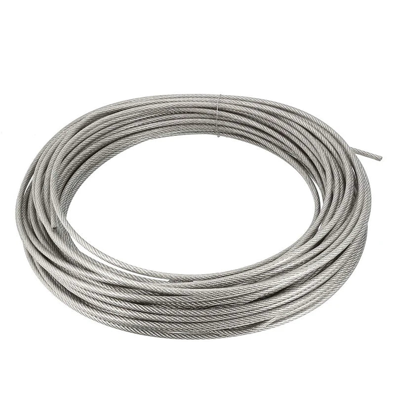 Heavy duty Cable Kit 20M/4mm Stainless Steel Wire Rope PVC Coated For Climbing Plants Garden  Clothesline