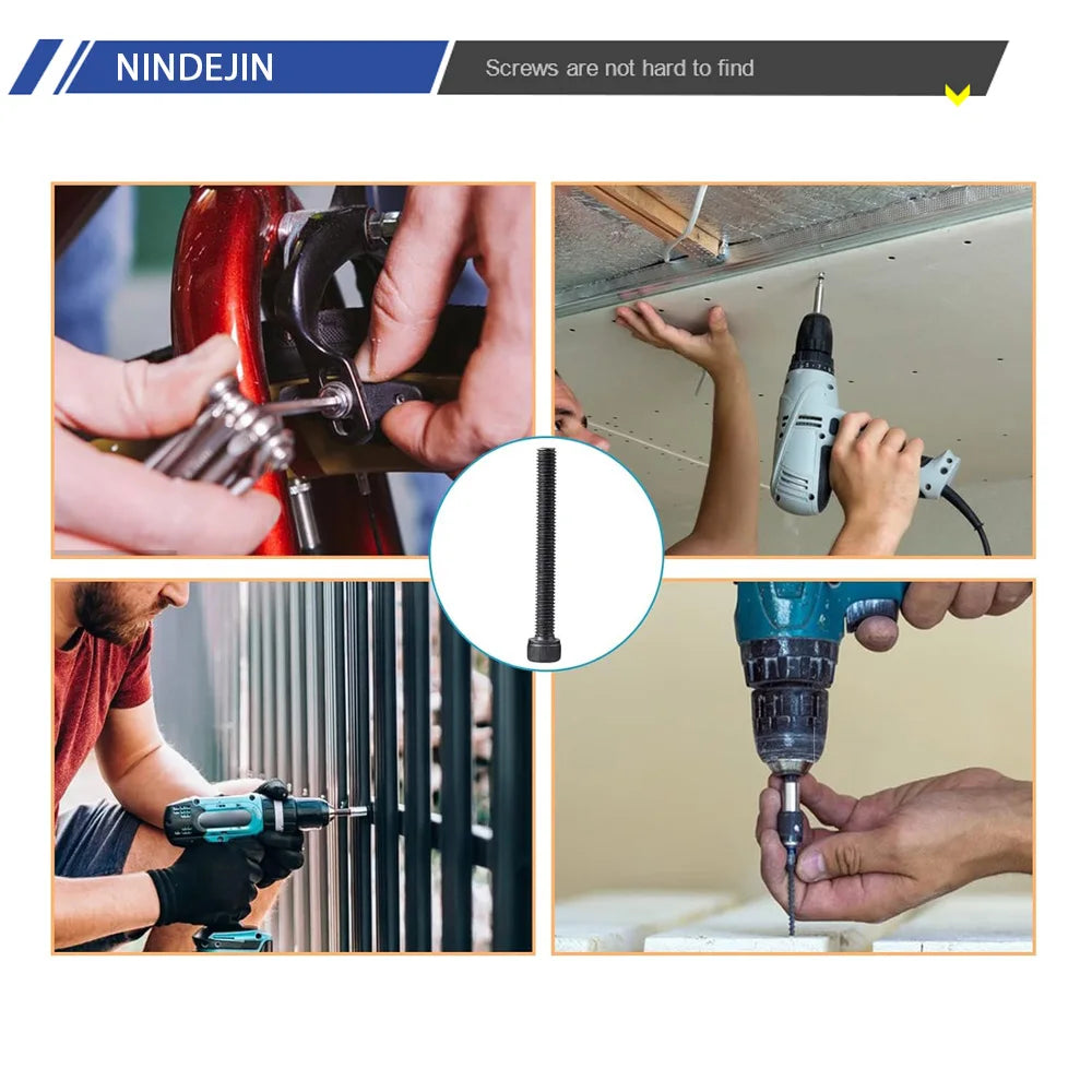 10-50pcs Hexagon Socket Head Cap Screws Bolts 12.9 Grade Carbon Steel M6x8mm,10mm,20mm,30mm,50mm,60mm,100mm Allen Cap Screws