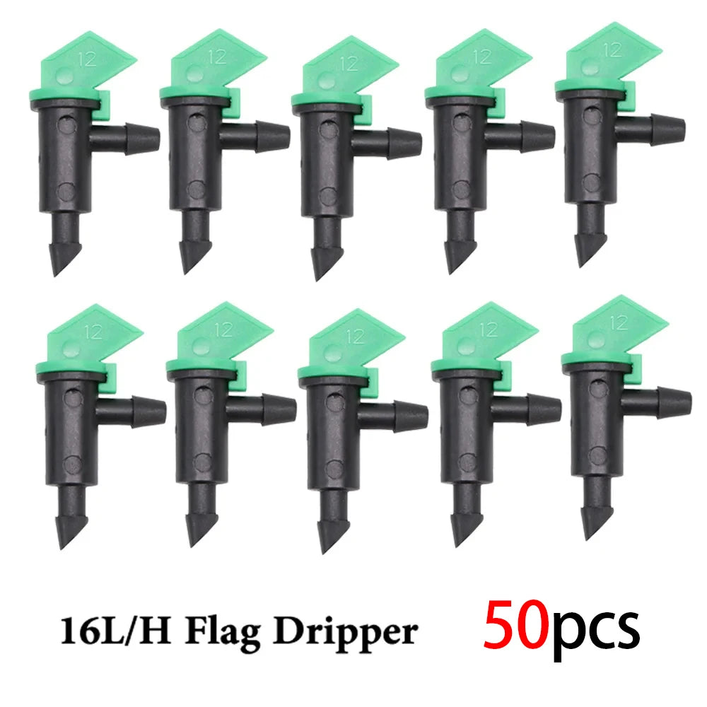 20/50pcs 4L/8L/16L/H Garden Irrigation Sprinkler Flag Shape Dripper 4mm Hose Connection Nozzles Plant Potted Watering  Dripper