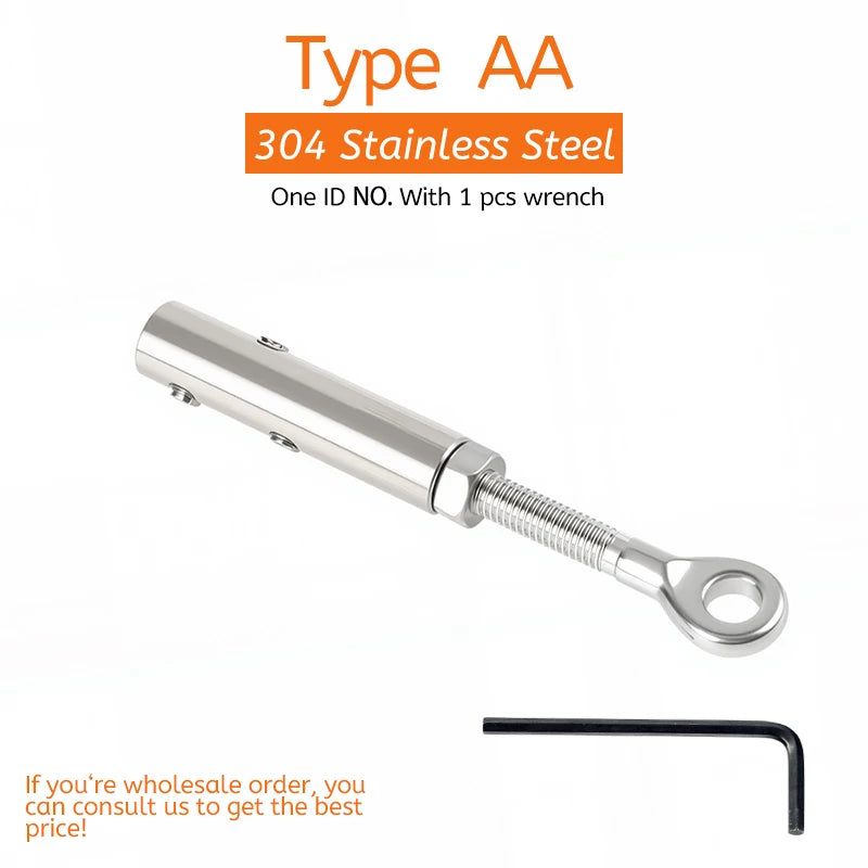 1pcs 304 Stainless Steel Cable Railing Thread Fittings Wire Rope Tensioner Receiver Terminal End Toggle Anchor Cross Clip Clamp