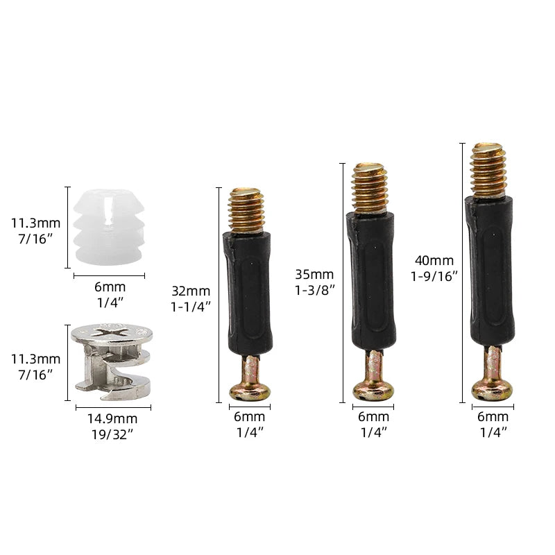 108pcs/set 3 in 1 Furniture Connecting Kit with Eccentric Wheels Furniture Cam Lock Screws Nut Connectors for Cabinet