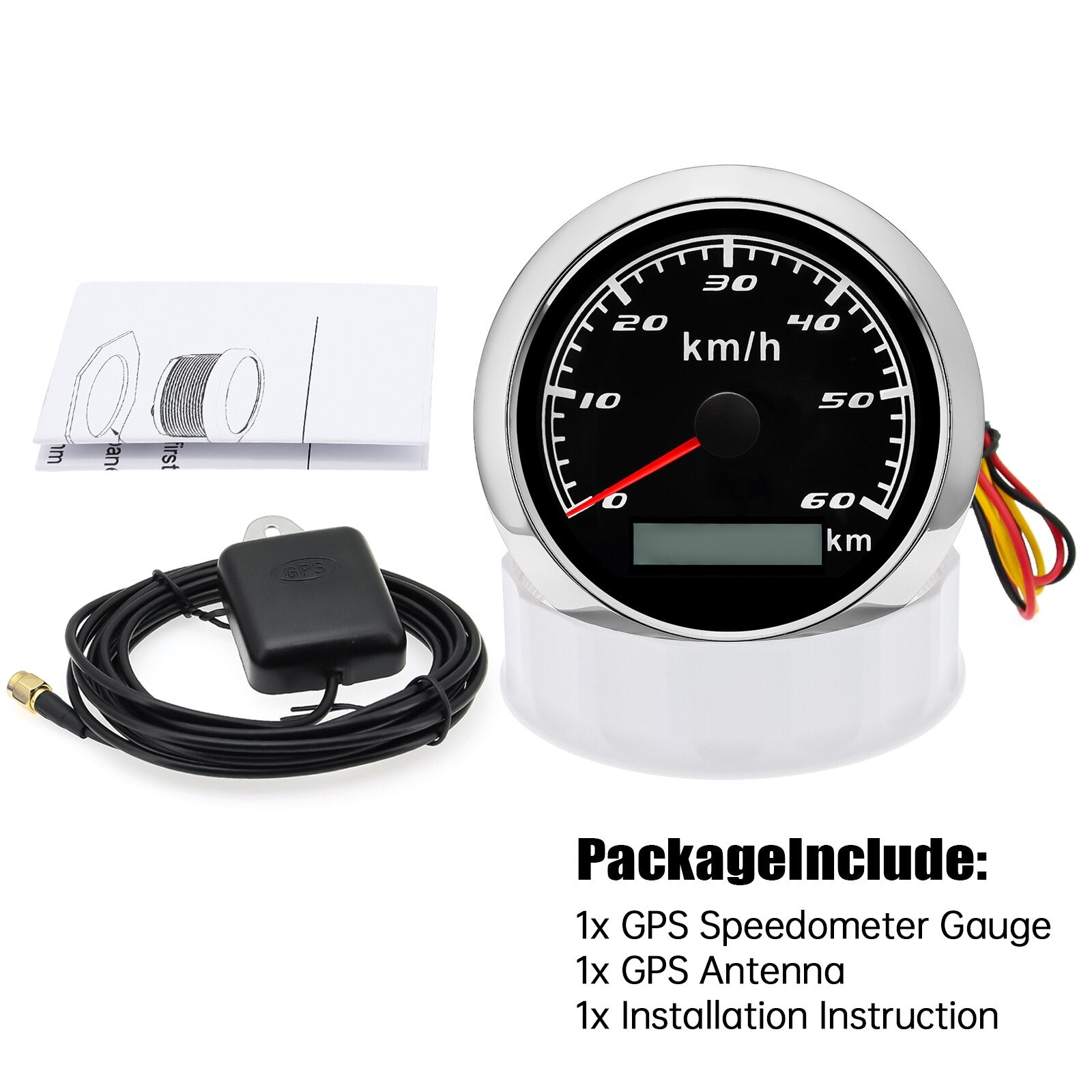 HD 12V 24V 85mm GPS Speedometer Gauge with GPS Antenna 120kmh 60kmh 30kmh 7 Color Backlight Speed Odometer Meter for Car Boat - KiwisLove
