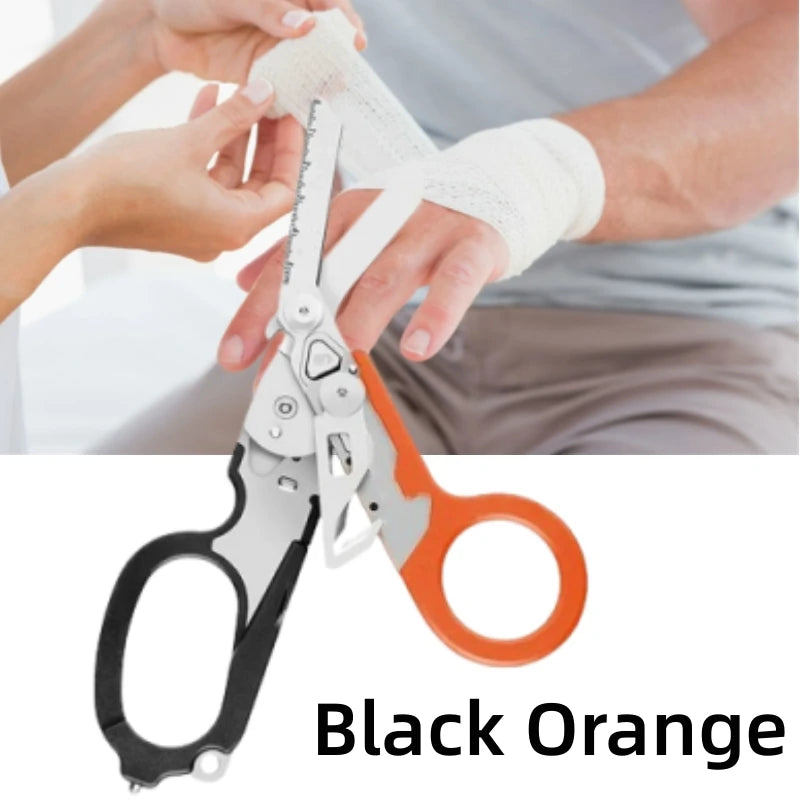 Multifunction XIAOTREE First Aid Tactical Folding Scissors Outdoor Survival Tool Combination Tactical Scissors Stainless steel
