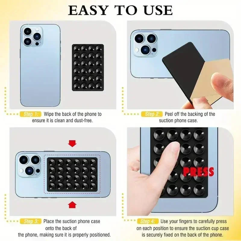 Phone Silicone Suction Cup Holder Multifunctional Suction Cup Wall Stand Square Anti-Slip Single-Sided Case Mount Back Sticker - KiwisLove