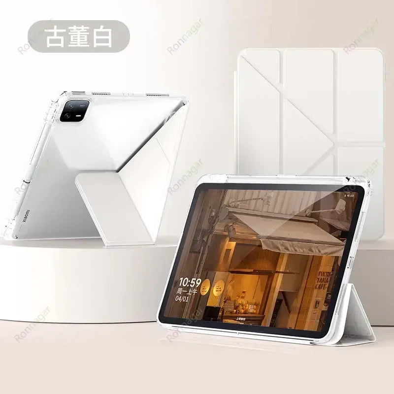 Y folding Case for Samsung Galaxy Tab A11 Plus / A9 Plus 10.9'' 2025 for Galaxy Tab A9/A11 8.7'' A8 X200 Clear Back Pencil hoder