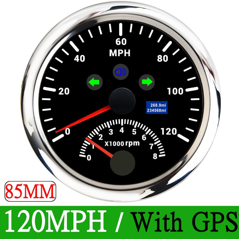 120km/h 200km/h 85mm GPS Speedometer Gauge 0-200MPH GPS Speed meter Odometer With Tachometer 8000 RPM for Car Boat ATV With GPS - KiwisLove