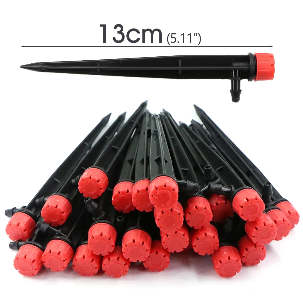 1/4'' Drip Irrigation System Hose Kit Adjustable 13CM Sprinkler Kit for Garden Flowers Greenhouse Vegetable Indoor Pots System