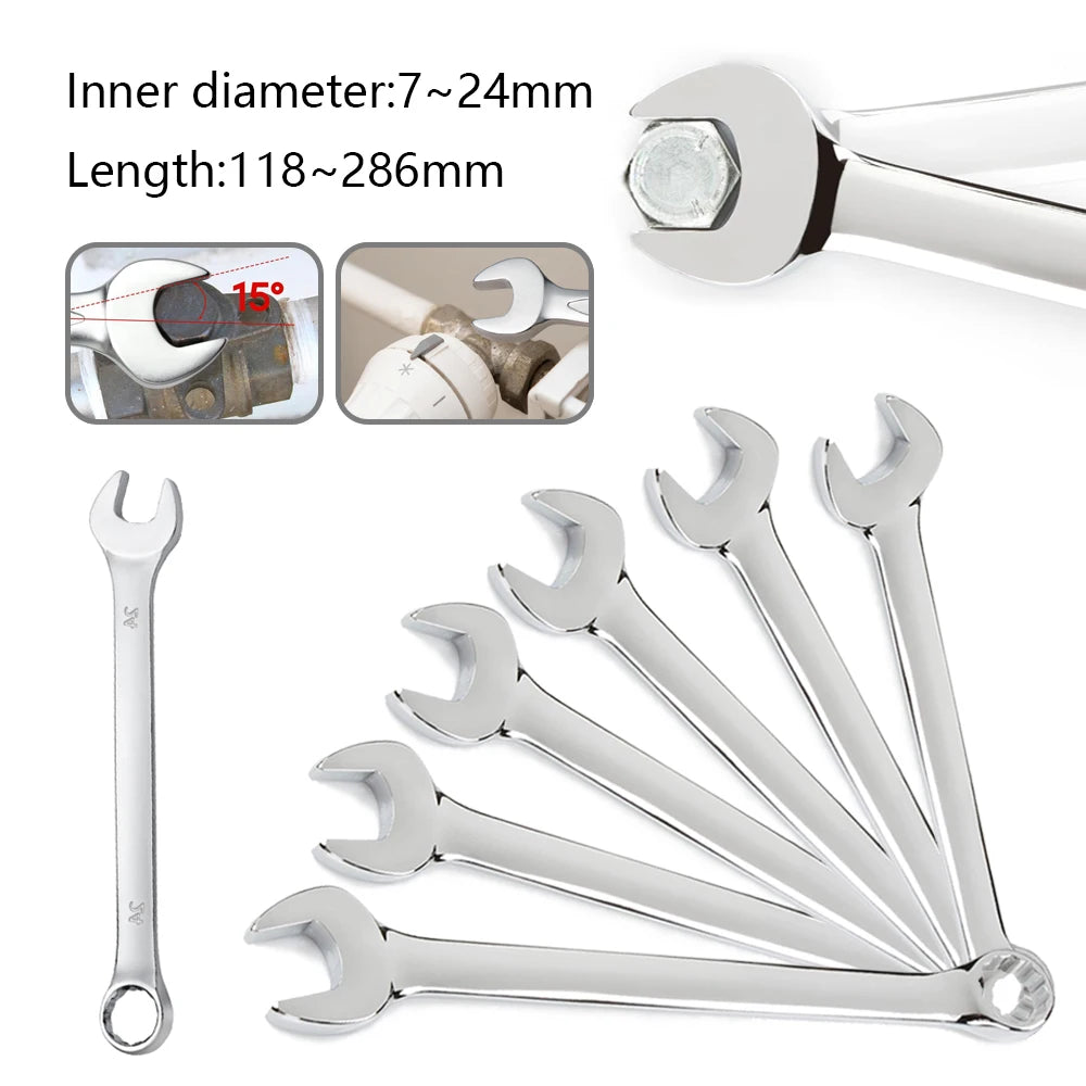 Dual-use plum blossom open end Ratchet wrench 7MM-24MM Combination spanners nut cutter combined Key Repair hand tools