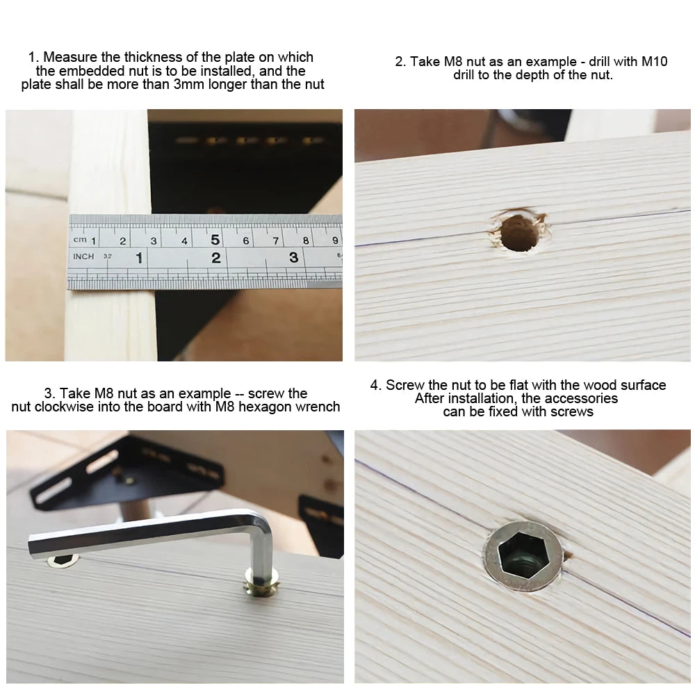 NINDEJIN 5-30pcs Thread Insert Nut M4 M5 M6 M8 Carbon Steel Zinc Plated Internal and External Thread Insert Furniture Connector - KiwisLove