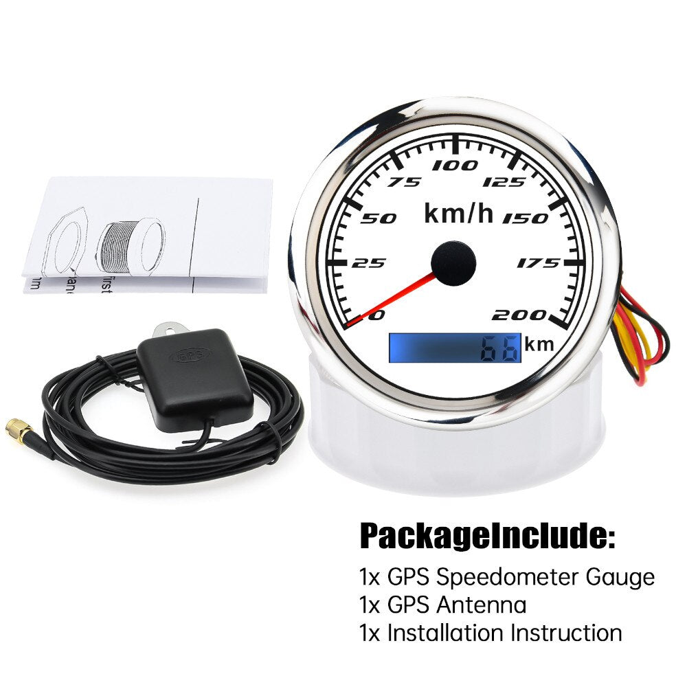 HD 12V 24V 85mm GPS Speedometer Gauge with GPS Antenna 120kmh 60kmh 30kmh 7 Color Backlight Speed Odometer Meter for Car Boat - KiwisLove