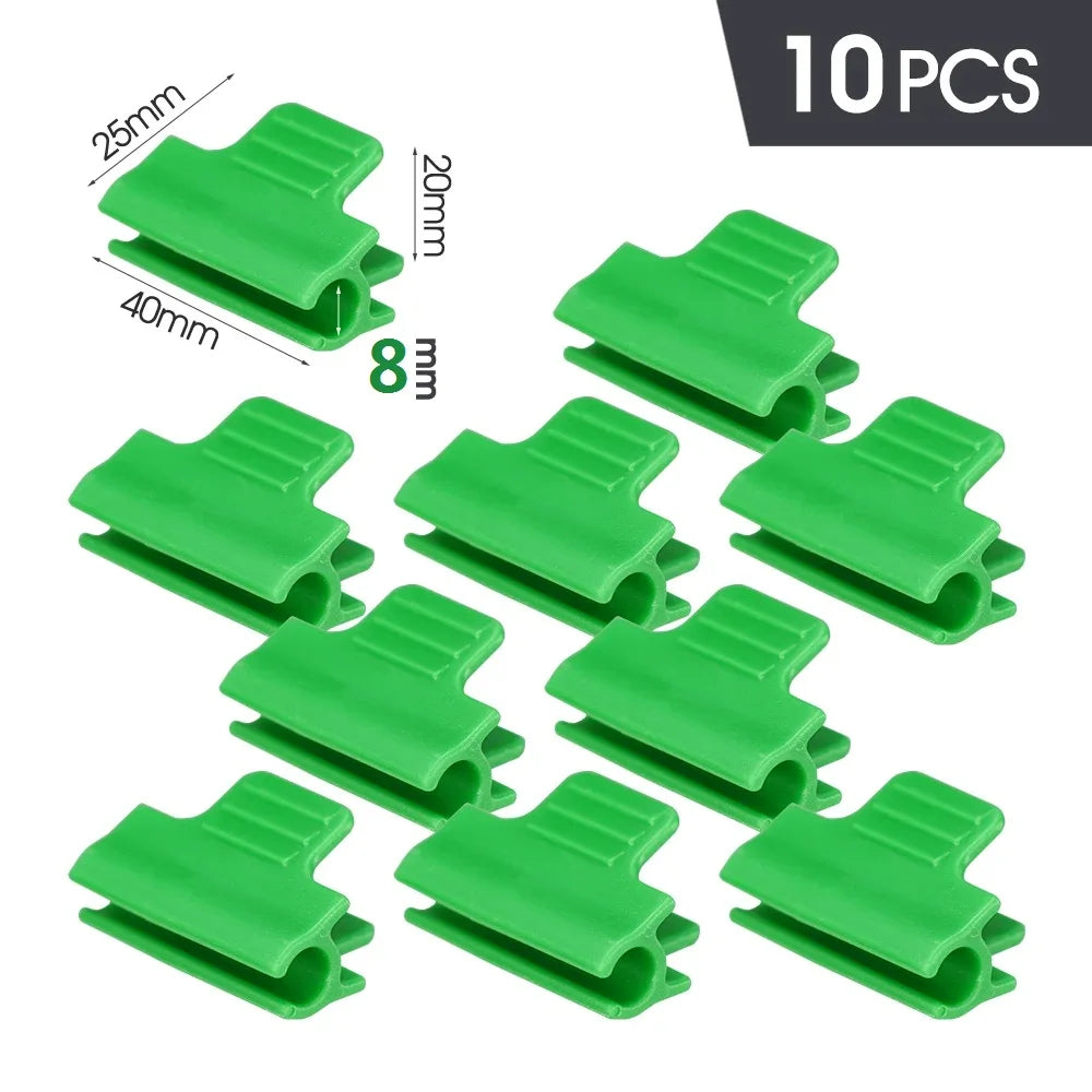10PCS 5-20mm Thickened Greenhouse Film Plant Support Clamps Garden Shed Row Cover Net Tunnel Hoop Plastic Green Sunshade Frame