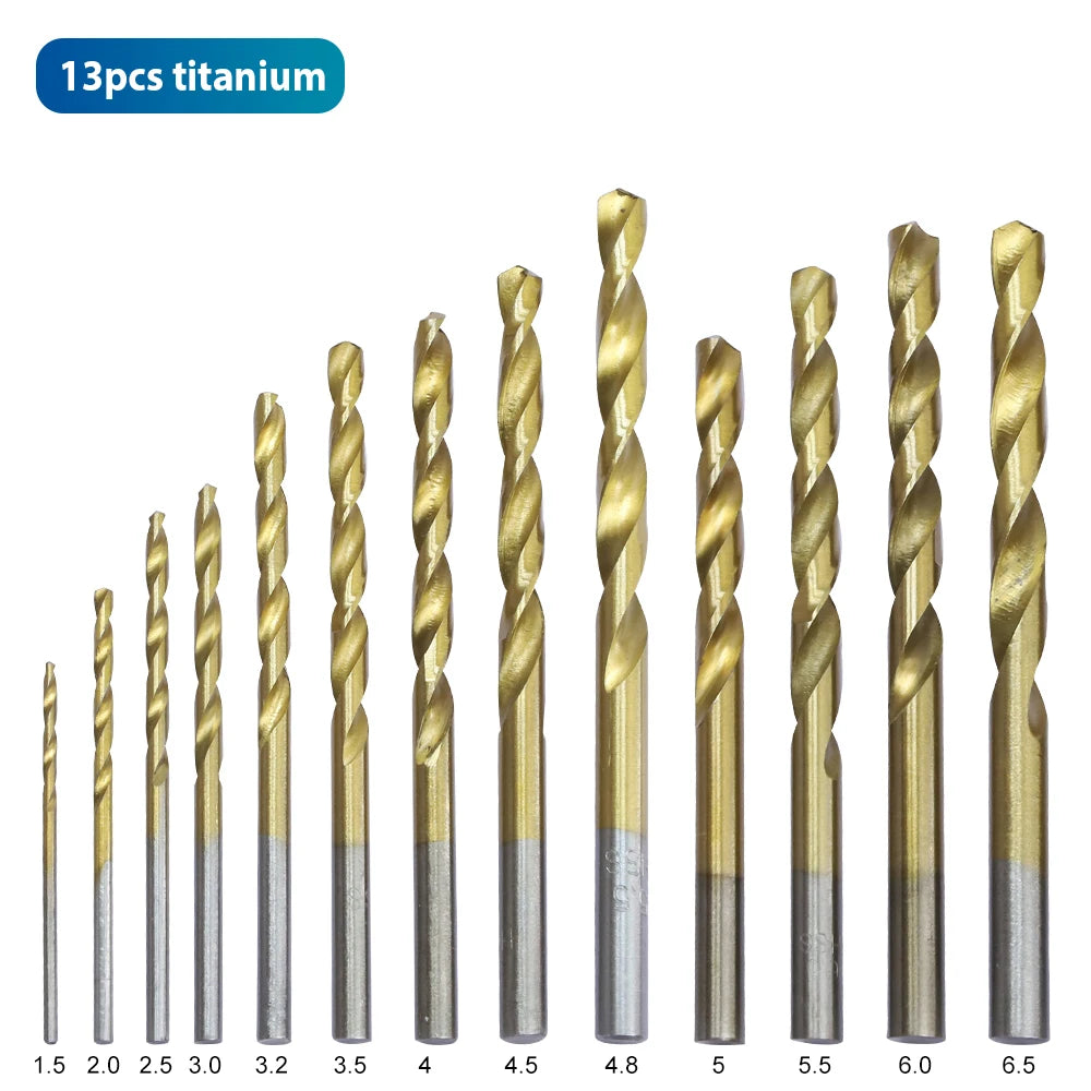 NINDEJIN 13/40/50/60pcs Twist Drill Bit Set Woodworking 1-6.5mm HSS Drill Bit for Carpentry Hand Tools - KiwisLove