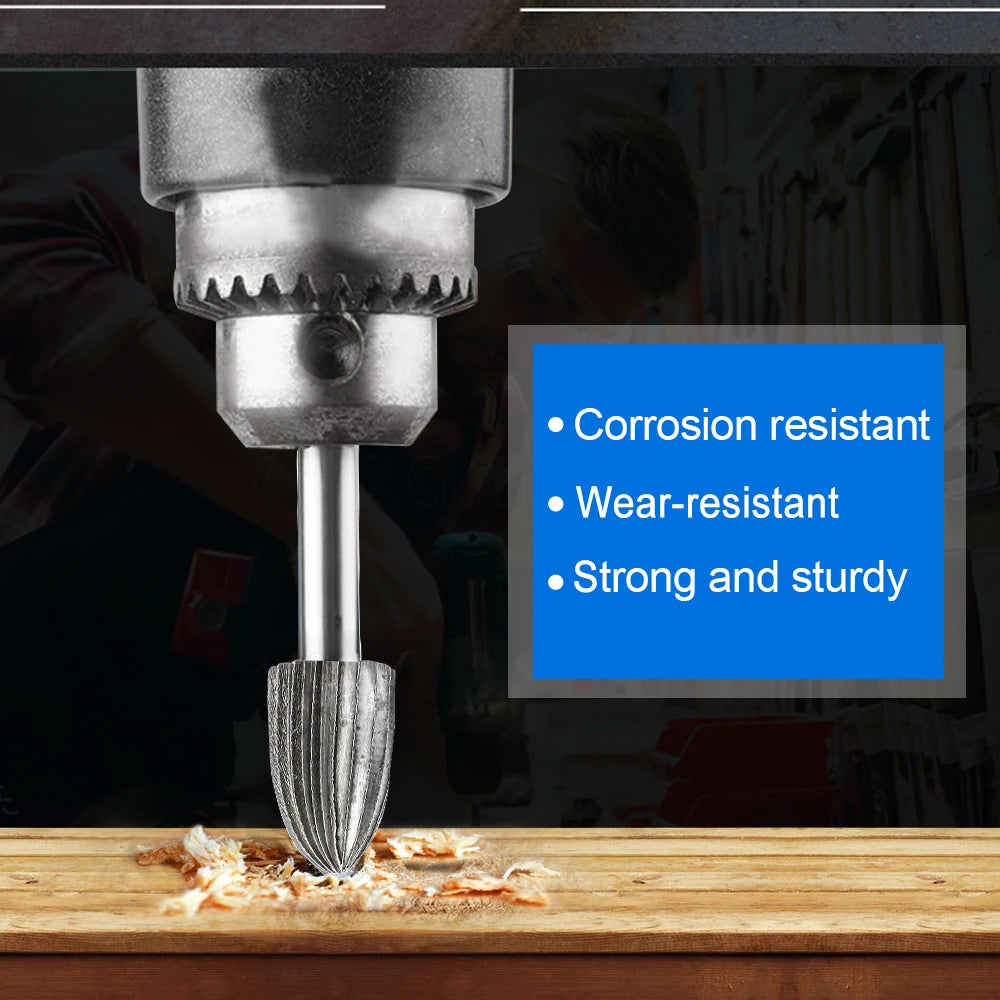 NINDEJIN 6pcs/set carbide rotary file 1/4"inch shank carbon steel burr set rotary tool for woodworking drilling metal carving - KiwisLove