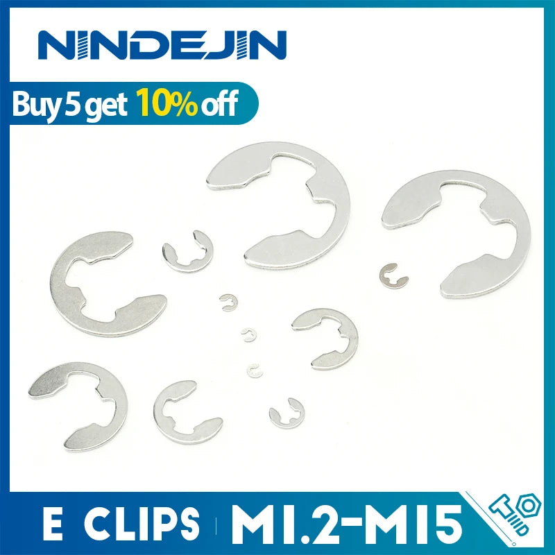 10-100pcs E-clip Ring Washer 304 Stainless Steel m1.2 m1.5 m2 m2.5 m3 m4 m5 m6 m7 m15 E Clip External Retaining Ring - KiwisLove