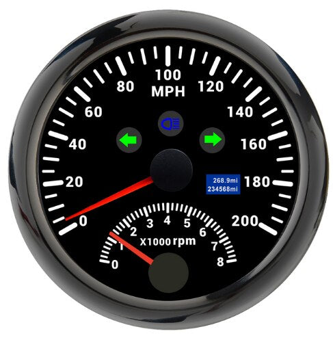 120km/h 200km/h 85mm GPS Speedometer Gauge 0-200MPH GPS Speed meter Odometer With Tachometer 8000 RPM for Car Boat ATV With GPS - KiwisLove