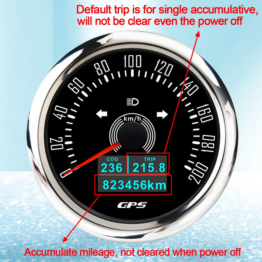 85mn Digital Odometer 0-160 MPH Odometer Gauge GPS Speedometer 7 Color With Antenna For Motorcycle Boat Car Speed Trip ODO COG - KiwisLove