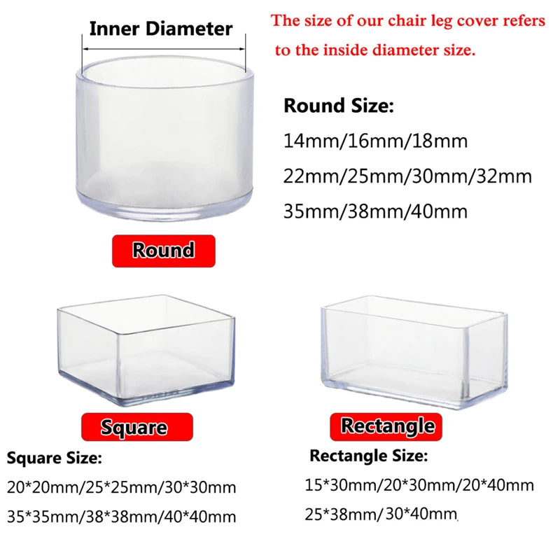 Furniture Leg caps Chair leg caps Transparent Table Chair Foot Cover Silicone Wear-resistant Cap Noise Reduction Protect Floor