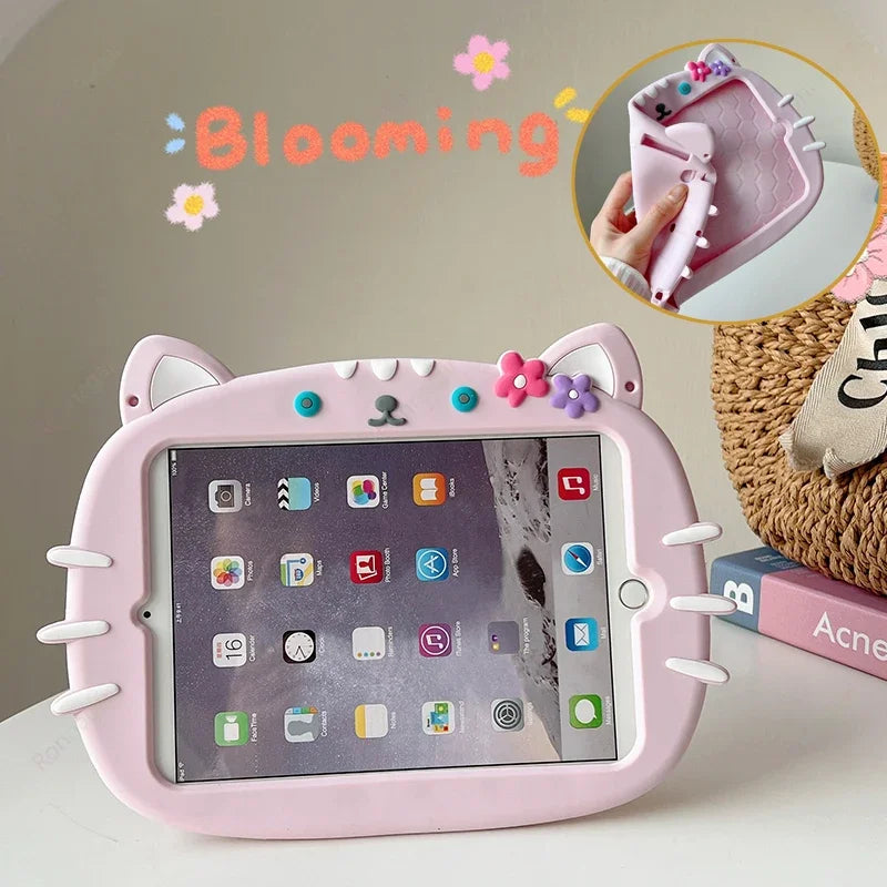 3D Cartoon Cat Funda For Xiaomi Redmi Pad SE Case 11" 2023 Xiaomi 6/6Pro 5/5Pro 11 inch 360 Rotating Case Kids Friendly Silicone